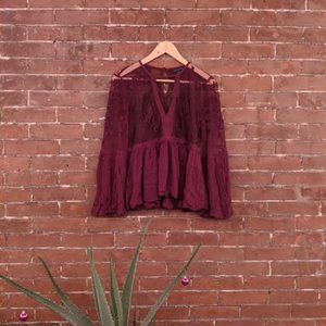 American Eagle Lace Long Sleeve Blouse